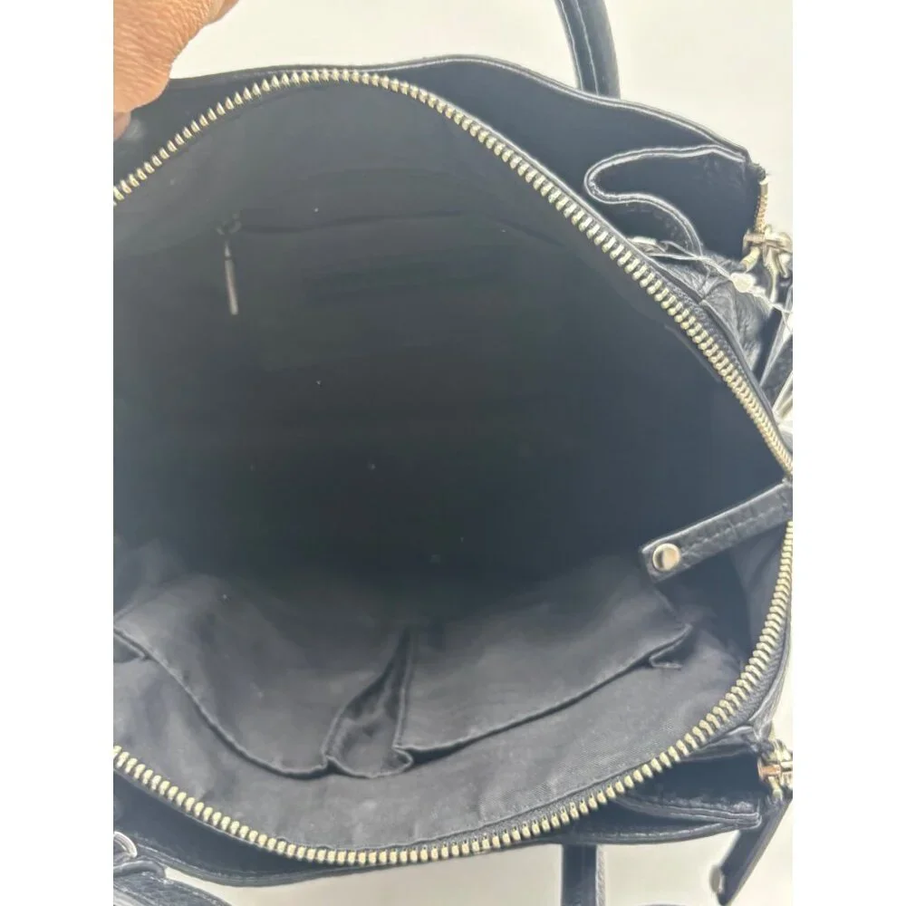 Rebecca Minkoff Textured Leather Mini Perry Satchel in Black